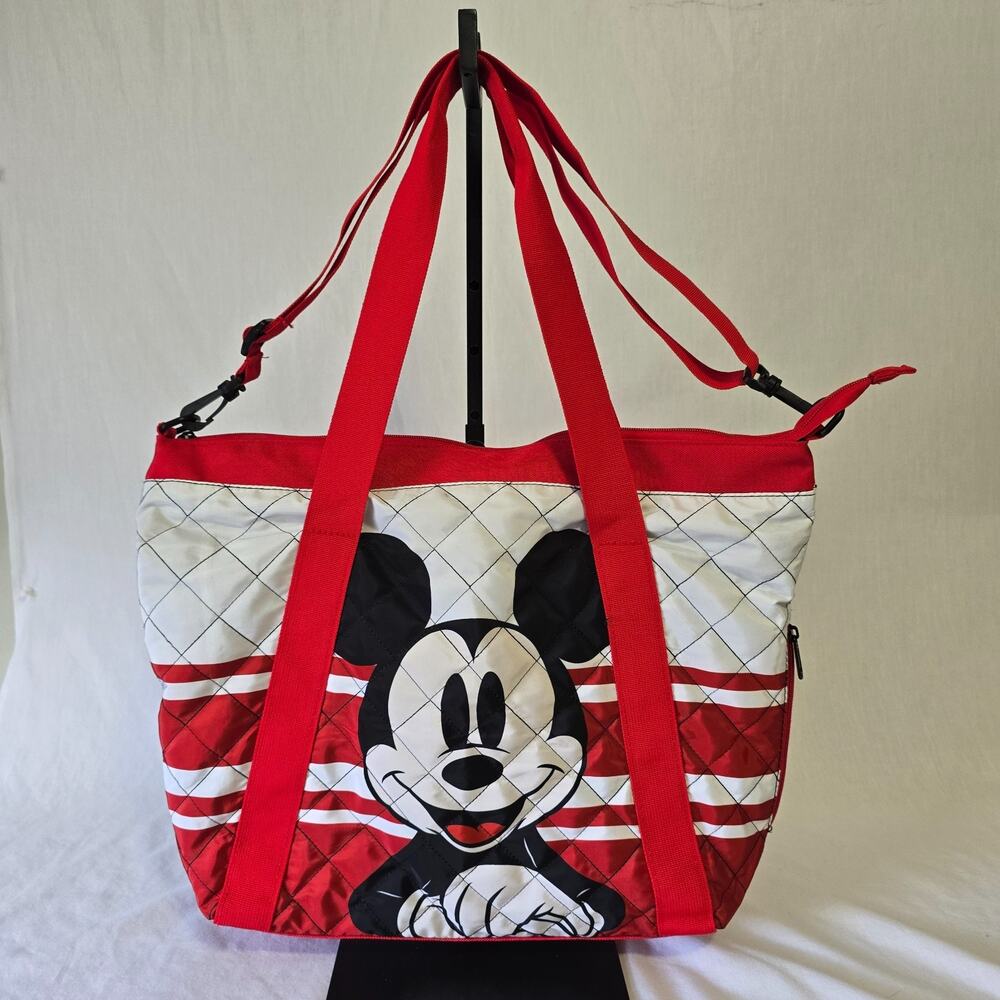 Bioworld Disney Mickey Mouse Tote Bag Red & White Quilted Mickey Mouse Graphic